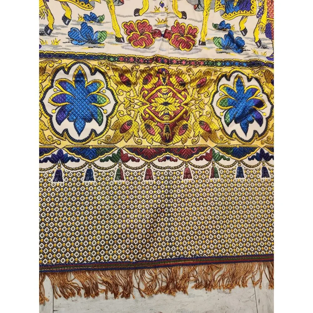 Vtg Indo-Persian silk Tapestry, wall hanging Traditional Hunting Scene 99x76.5